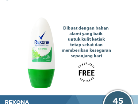 Rexona Anti-Perspirant Deodorant Roll On Naturals 45 ML - Dengan Bahan Alami dan Menyegarkan 48 Jam For Cheap