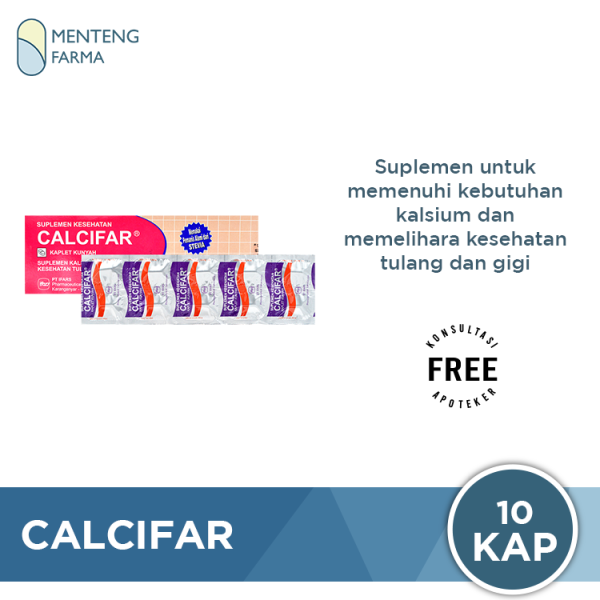 Calcifar 10 Kaplet - Suplemen Kalsium Jaga Kesehatan Tulang dan Gigi Supply